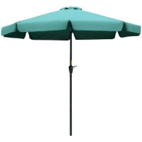 Outsunny 2.7m Patio Umbrella Garden Parasol Outdoor Sun Shade Table Umbrella with Tilt, Crank, 8 Ribs, Ruffles, Green(m-11)