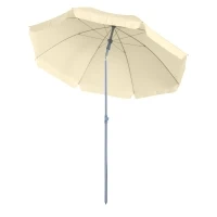 Outsunny 2.2M Tilt Beach Umbrella Sun Parasol Outdoor Shading Garden Shelter Cream White(m-1)