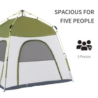 Outsunny 4 Person Automatic Camping Tent, Outdoor Pop Up Tent, Portable Backpacking Dome Shelter, Green(m-4)