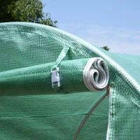 Outsunny 4 x 2 x 2 m Polytunnel Greenhouse with Roll-up Door and 6 Mesh Windows, Walk-in Garden Tunnel Warm House Tent with UV-resistant PE Cover and Galvanised Steel Frame, Green(m-8)