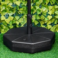 Outsunny Octagonal Garden Parasol Base Holder Outdoor Market Umbrella Stand Weights, Up to 28kg Water Filled or 40kg Sand Filled, Black(m-2)