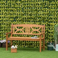 Outsunny 2-Seater Wooden Garden Bench Outdoor Patio Loveseat for Yard, Lawn, Porch, Natural(m-2)