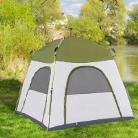 Outsunny 4 Person Automatic Camping Tent, Outdoor Pop Up Tent, Portable Backpacking Dome Shelter, Green(m-10)
