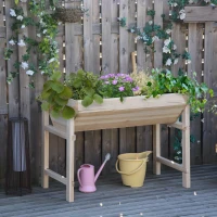 Outsunny Raised Garden Bed, Wooden Elevated Planter Box for Backyard, Patio to Grow Vegetables, Herbs, and Flowers, 108.5cmx60cmx80cm(m-2)