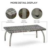 Outsunny PE Wicker Rattan Garden Coffee Table - Mixed Grey(m-6)