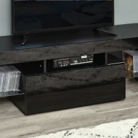 HOMCOM High Gloss TV Stand Cabinet with LED RGB Lights and Remote Control for 43"/50"/55" TV, Media TV Console Table with Compartment, Black(m-8)