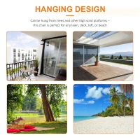 Outsunny Hammock Chair Swing Hanging Macrame Chair Cotton w/ Two Soft Seat Cushions, for Bedroom Indoor Outdoor Ideal Gift for Kids Lover Birthday Present Color Stripes(m-5)