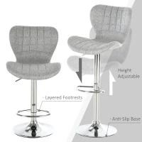 HOMCOM 2 Pieces Bar Stools Adjustable Height Counter Chair with/ Footrest for Home Pub, Grey(m-5)