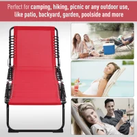 Outsunny 3-Position Reclining Beach Chair Chaise Lounge Folding Chair with Comfort Ergonomic Design,Wine Red(m-7)