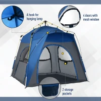 Outsunny Automatic Camping Tent 2 3 4 5 Person Backpacking Dome Shelter Portable(m-5)