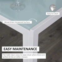 HOMCOM 5-Piece Kitchen Dining Table Set with 4 Faux Leather Metal Frame Chairs Glass Tabletop Desk for Dining Room, Kitchen, Dinette, White(m-5)