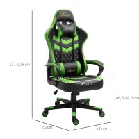 Vinsetto High Back Rocking Gaming Office Chair with Headrest and Lumbar Support, Rolling Casters Green(m-3)