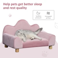 PawHut Lovely Modern Pet Sofa for Cat or Small-sized Dog with Triangular Ingot Back and Soft Cushion, Pink(m-4)