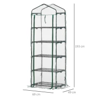 Outsunny 5 Tier Greenhouse Outdoor Flower Stand PVC Cover Portable Shed Metal Frame Transparent 69 x 49 x 193cm(m-3)