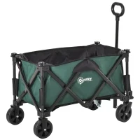 Outsunny Folding Wagon Garten Cart Collapsible Camping Trolley Steel Frame Oxford Fabric(m-1)