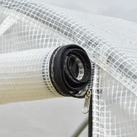 Outsunny 3 x 2 x 1.9m Walk-in Polytunnel Lage Greenhouse with 2 Roll-Up Zipper Doors and 6 Roll-Up Windows , for Seedlings, Herbs, or Flowers, White(m-8)