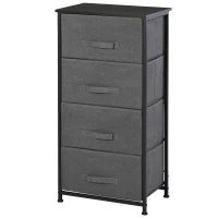 HOMCOM Fabric Dresser Organizer with 4 Drawers Steel Frame Wood Top Storage Tower(m-1)