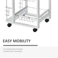 HOMCOM 3-Tier Kitchen Cart Wood Top Movable Trolley with Drawer Baskets Spice Racks(m-4)