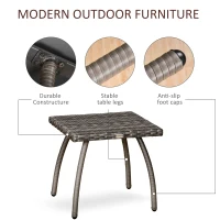 Outsunny Patio Rattan Coffee Table Outdoor All Weather Wicker Side Table Furniture for Garden Balcony Poolside Small Place Grey(m-6)