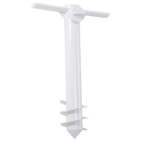 Outsunny Beach Umbrella Sand Anchor Stand Holder with 3-Tier Screw, One Size Fits All, White(m-8)