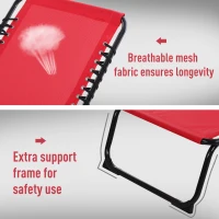 Outsunny 3-Position Reclining Beach Chair Chaise Lounge Folding Chair with Comfort Ergonomic Design,Wine Red(m-6)