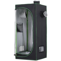 Outsunny Mylar Hydroponic Grow Tent with Adjustable Vents and Floor Tray for Indoor Plant Growing, 60 x 60 x 140cm(m-1)