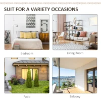 Outsunny Moon Saucer Chair for Adults & Kids Folding Design Bohemian Style with Hand-woven Cotton Tassal for Bedroom Livingroom Garden Max 150kg White(m-4)