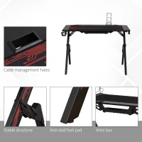 HOMCOM Gaming Desk Computer Table, Game Handle Holder Cup Holder Headset Hook, Spider Leg(m-6)