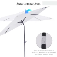 Outsunny Chapéu de Sol de Jardim Ø295x250cm com Manivela Chapéu de Sol Exterior com Mecanismo de Inclinação e Mastro Desmontável de Metal para Terraço Piscina Pátio Branco(m-4)