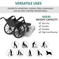 HOMCOM 5'' Wheelchair Ramp Aluminum Threshold Mobility with Adjustable Height for Scooter Power Chair 700lbs Silver(m-6)