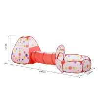 HOMCOM 3 in 1 Kids Pop Up House Play Tent set Ball Pit Easy Setup Mesh with Tunnel Gift(m-3)