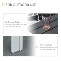 OUTSUNNY Patio Garden Square Steel Dining Table w/ Wood-imitating PE Surface, Outdoor Furniture for Porches, Backyards, Gardens or Poolside Dark Grey(m-5)