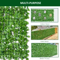 Outsunny Artificial Leaf Hedge Screen Privacy Fence Panel for Garden Outdoor Indoor Decor 3(m)x 1m Green(m-5)