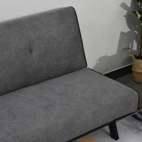 HOMCOM Sofa Bed Adjustable Back Velvet-Touch Padded Single Bed Recliner w/ Metal Feet Home Guest Comfort Compact Seat Furniture Grey(m-8)