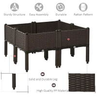 Outsunny 4-piece PP Raised Flower Bed Stackable Vegetable Herb Free Combination Grow Box with Drainage Holes(m-5)