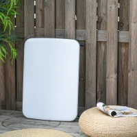 OUTSUNNY Outdoor Patio Coffee Table, Folding Side Table Height Adjustable Metal Frame for Balcony, Deck, Black and White(m-4)