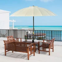 Outsunny Ф270cm Sun Umbrella Patio Umbrella Outdoor Market Table Umbrella with Push Button Tilt Crank and 18 Sturdy Ribs for Garden Lawn Backyard Pool(m-2)