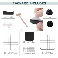 PawHut Pet Playpen DIY Small Animal Cage Fence with Door Ramp Accessories Indoor Outdoor for Kitten Pet Mink Black(m-6)