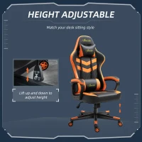 Vinsetto High Back Rocking Gaming Office Chair with Headrest and Lumbar Support, Rolling Casters Orange(m-4)