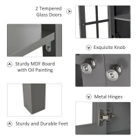 HOMCOM Modern Kitchen Solid Storage Sideboard Cabinet w/Glass Door– Dark Gray(m-5)