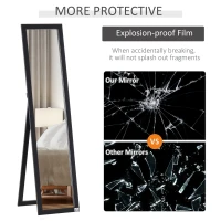 HOMCOM Full Length Mirror Floor Standing or Wall-Mounted, Rectangle Dressing Mirror for Bedroom, Living Room, Black(m-7)