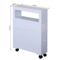 HOMCOM Rolling Bathroom Storage Cabinet Slim Side Holder Organizer with Drawers-White(m-3)
