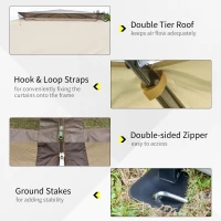 Outsunny 3.64 x 3.64m Pop-up Gazebo Removable Side Walls Foldable Party Tent Instant Canopy Sun Shade Gazebo Shelter Steel Frame Oxford w/ Roller Bag(m-7)