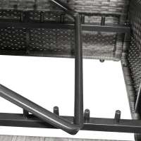 Outsunny 4 Piece Outdoor Rattan Wicker Sofa Set Adjustable Conopy & Coffee Table Sectional Patio Conversation Furniture Set w/ Cushions Grey(m-10)