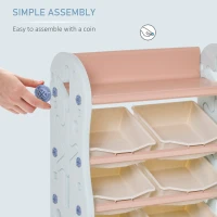 HOMCOM Kids Toy Storage Organizer with Open Shelf 6 Removable Bins for Bedroom Playroom Living Room Nursery Blue(m-4)