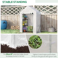 Outsunny Greenhouse for Outdoor, Portable Gardening Plant Grow House with 2 Tier Shelf, Roll-Up Zippered Door, PE Cover, 143 x 73 x 195cm, White(m-6)