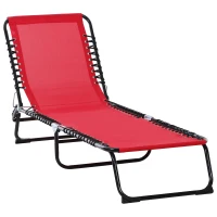 Outsunny 3-Position Reclining Beach Chair Chaise Lounge Folding Chair with Comfort Ergonomic Design,Wine Red(m-1)