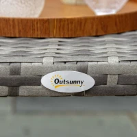 Outsunny PE Wicker Rattan Garden Coffee Table - Mixed Grey(m-9)