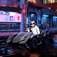 HOMCOM 12V Electric Cars for Kids Ride On Sports Car with Parental Remote, Bluetooth, Horn, Music & LED Headlights Taillights for 3-6 Years, Black(m-10)