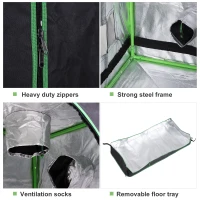 Outsunny Mylar Hydroponic Grow Tent with Adjustable Vents and Floor Tray for Indoor Plant Growing, 60 x 60 x 140cm(m-4)